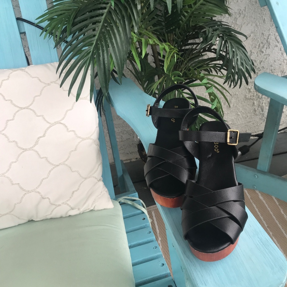 Black wooden clog heels